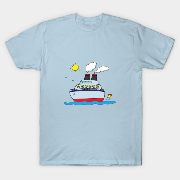 funny cruise ship sailing on the sea T-Shirt by wordspotrayal